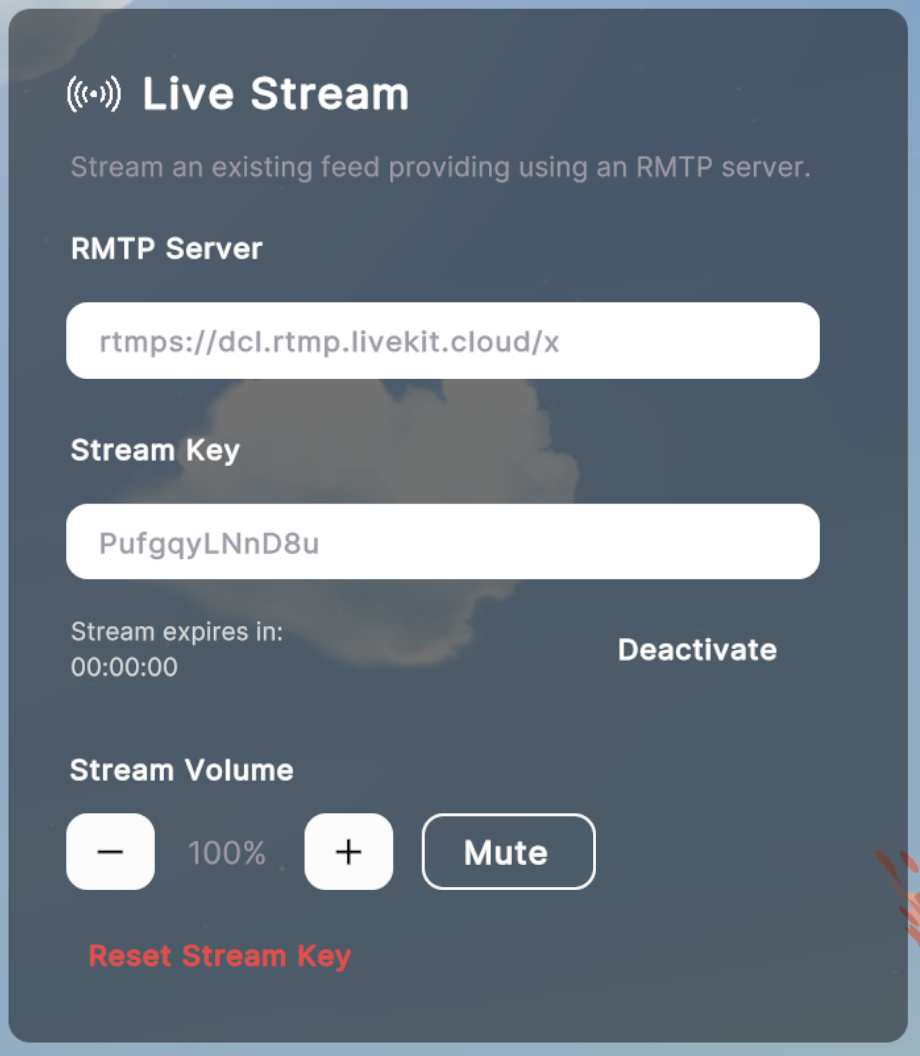Stream settings